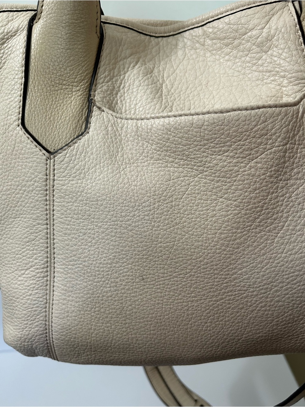 Aimee Kestenberg Pebbled Cream Leather Satchel/Crossbody with Gold Hardware - Picture 16 of 16